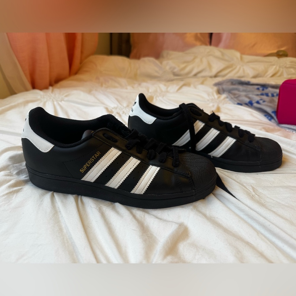 adidas Black & White Superstar Leather Sneakers